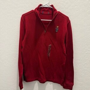 Polo Ralph Lauren Boys Red Polo Bear Quarter Zip Pullover Sweater XL 18-20